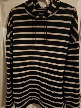 PacSun Black & Tan Striped Hooded Size- XL